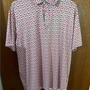 Tailorbyrd Red and White Polo Shirt with Geometric Print